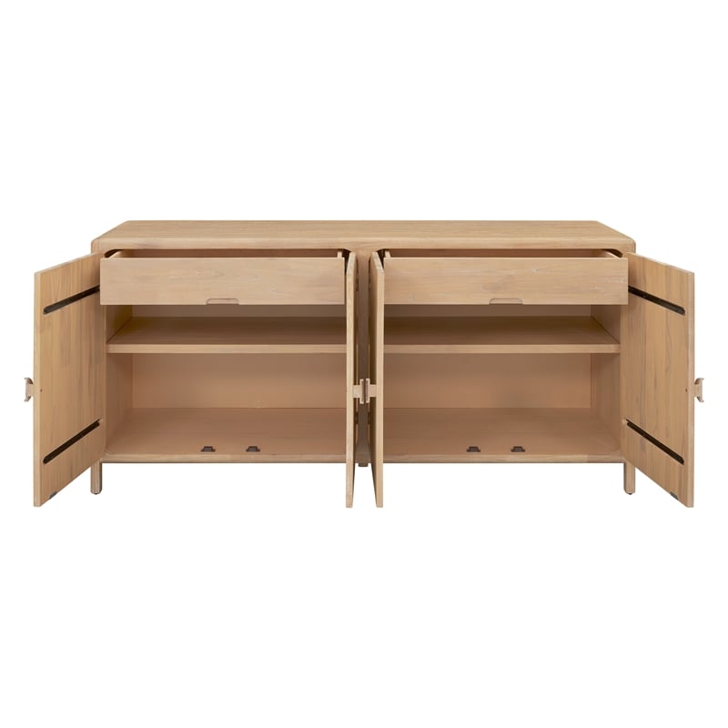 NPD Furniture Hansville Sideboard 4 Doors w/ 2 Inner Drawers in Natural