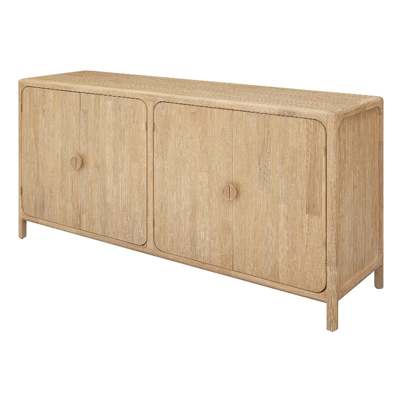NPD Furniture Hansville Sideboard 4 Doors w/ 2 Inner Drawers in Natural