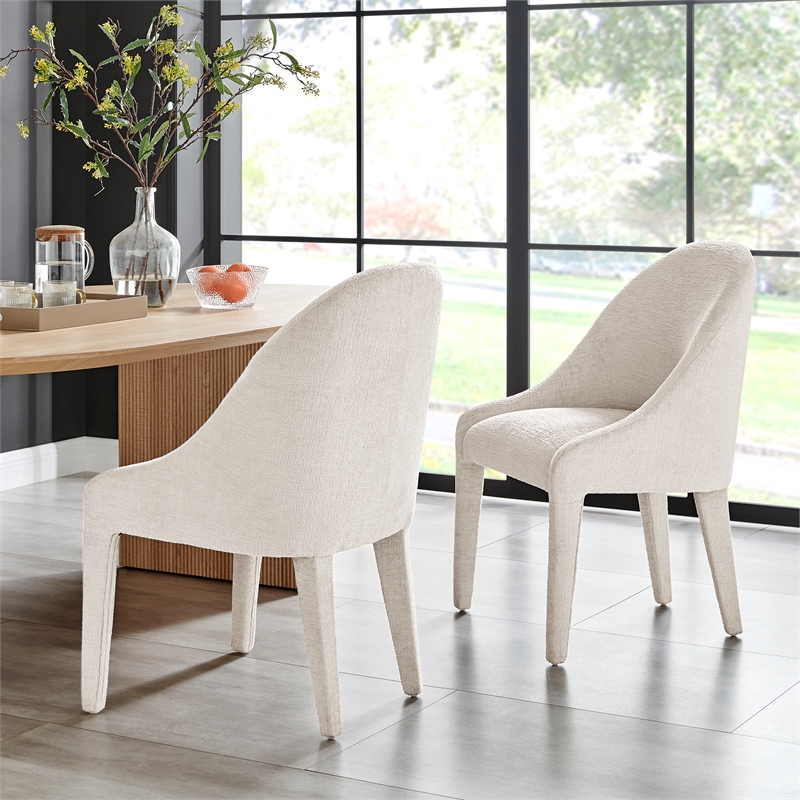 NPD Furniture Stacy Fabric Dining Side Chair in Seville Beige