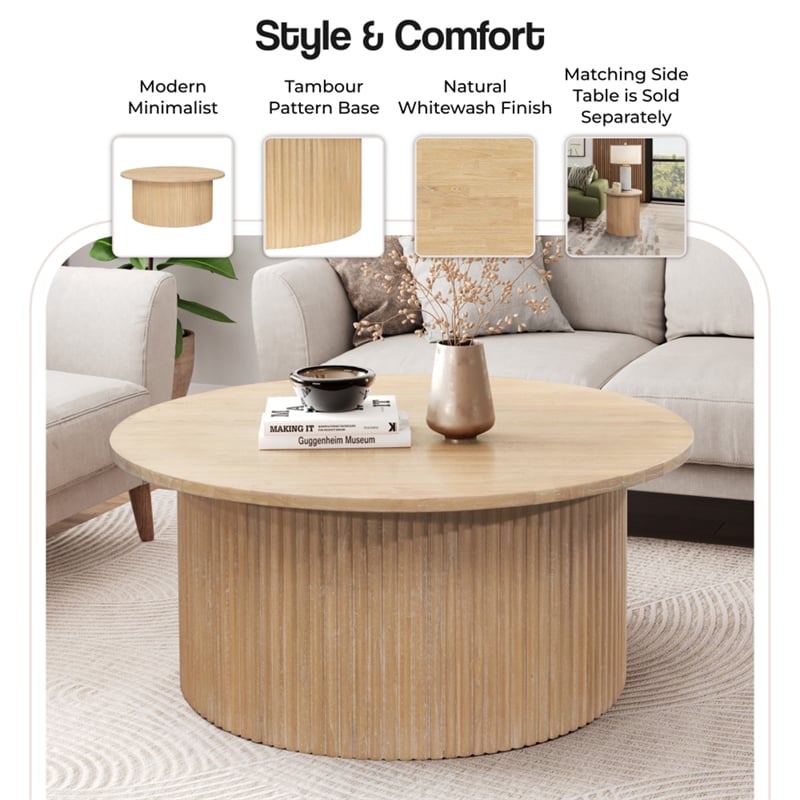 NPD Furniture Aniston Coffee Table in Natural Whitewash