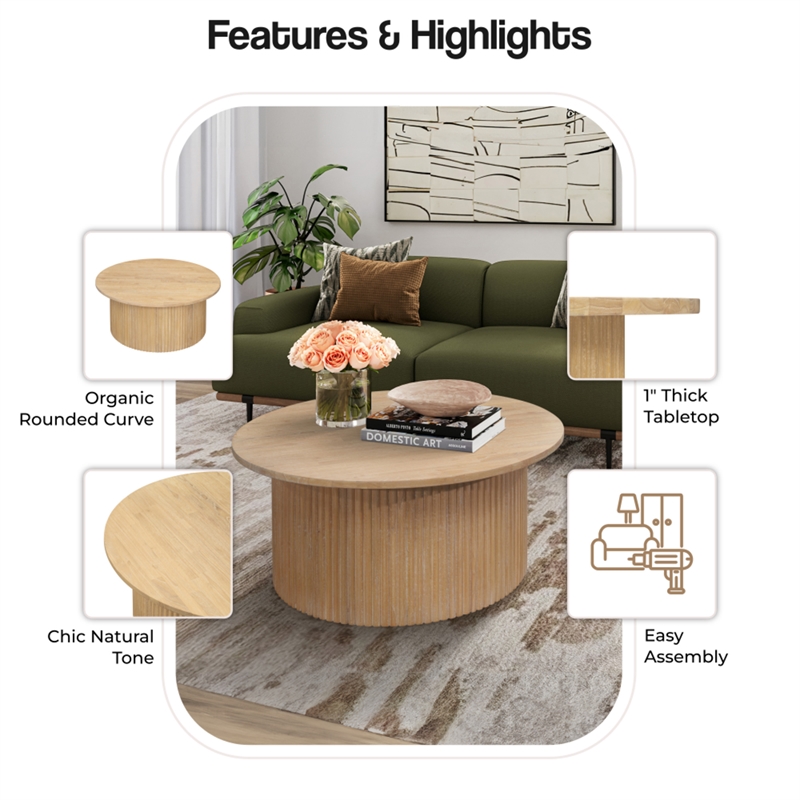 NPD Furniture Aniston Coffee Table in Natural Whitewash