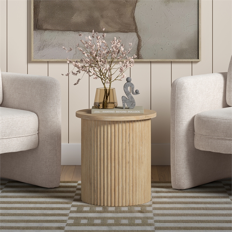 New Pacific Direct Aniston Side/End Table in Natural Whitewash