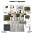 NPD Furniture Millie Fabric Counter Stool in Canova Green (Set of 2)