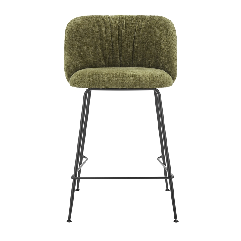 New Pacific Direct Millie Fabric Counter Stool in Canova Green (Set of 2)