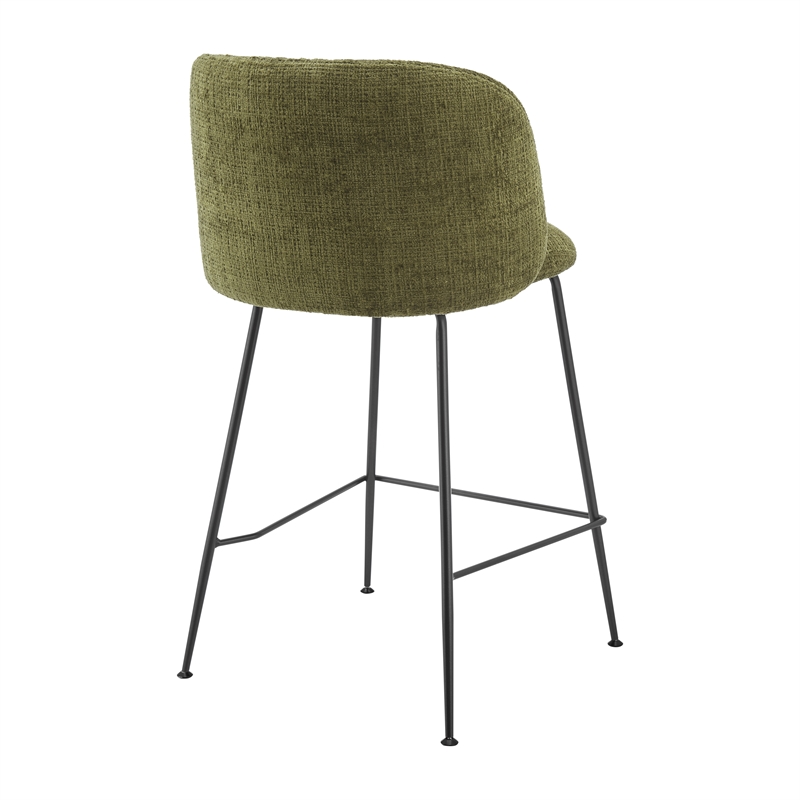New Pacific Direct Millie Fabric Counter Stool in Canova Green (Set of 2)