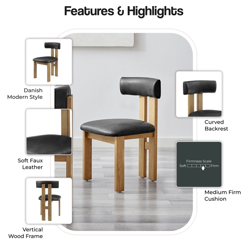 NPD Furniture Hailey Faux Leather Dining Side Chair in Casa Black(Set of 2)
