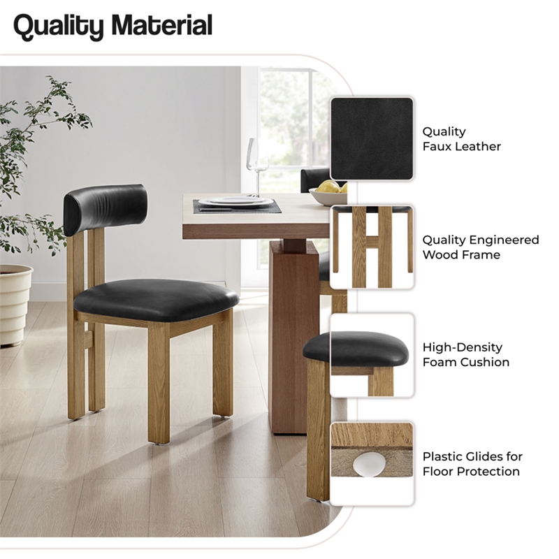 NPD Furniture Hailey Faux Leather Dining Side Chair in Casa Black(Set of 2)