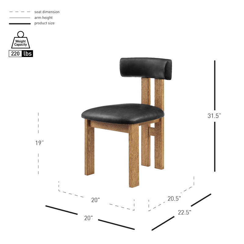 NPD Furniture Hailey Faux Leather Dining Side Chair in Casa Black(Set of 2)