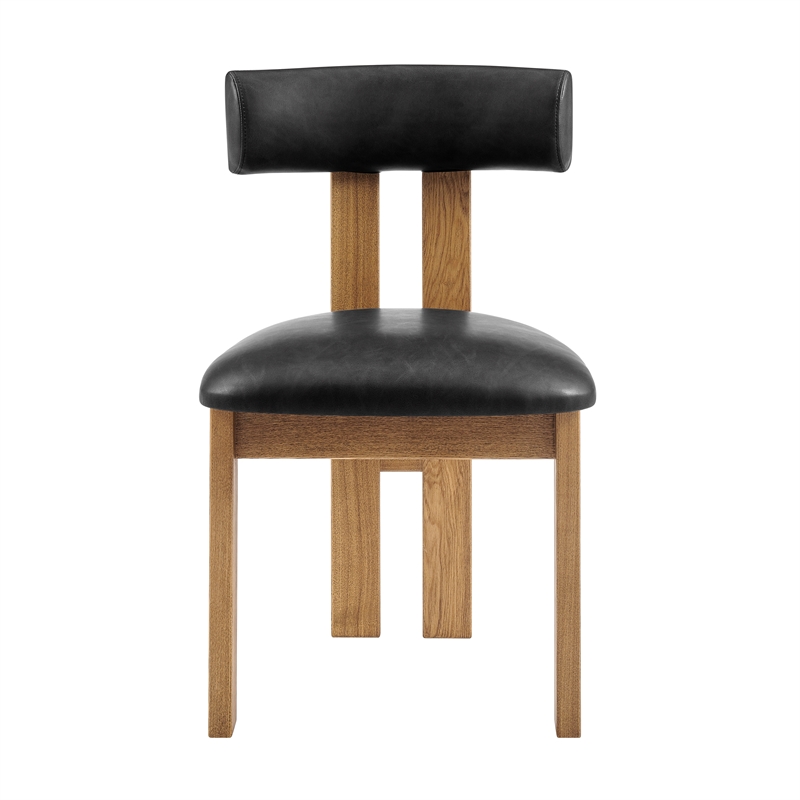 NPD Furniture Hailey Faux Leather Dining Side Chair in Casa Black(Set of 2)