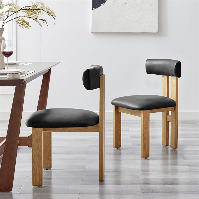 NPD Furniture Hailey Faux Leather Dining Side Chair in Casa Black(Set of 2)