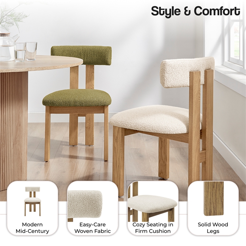 NPD Furniture Hailey Fabric Dining Side Chair in Palladian Beige(Set of 2)