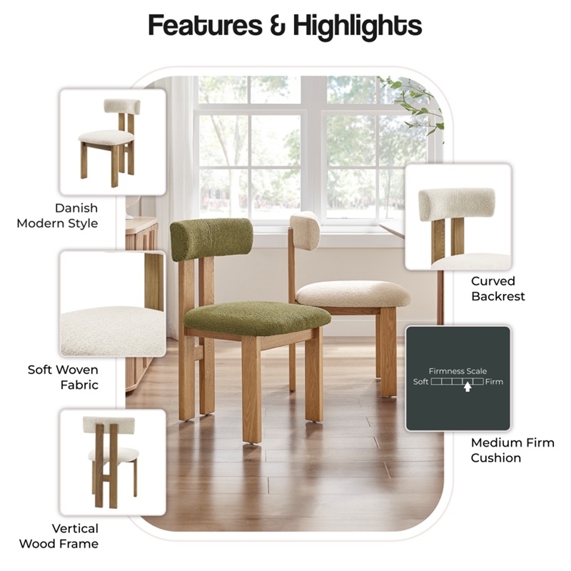 NPD Furniture Hailey Fabric Dining Side Chair in Palladian Beige(Set of 2)
