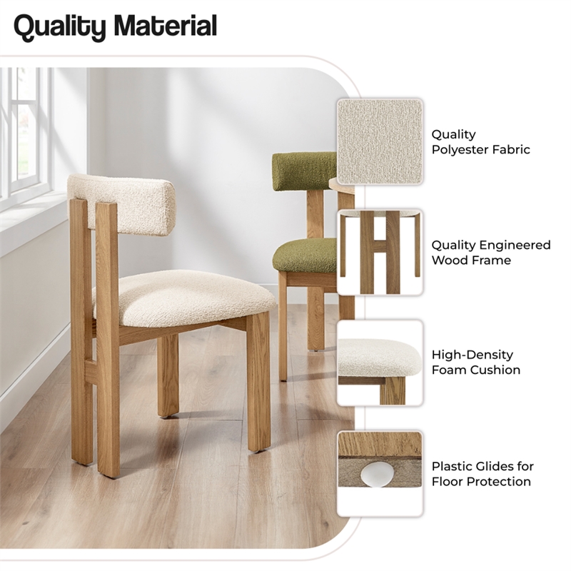 NPD Furniture Hailey Fabric Dining Side Chair in Palladian Beige(Set of 2)
