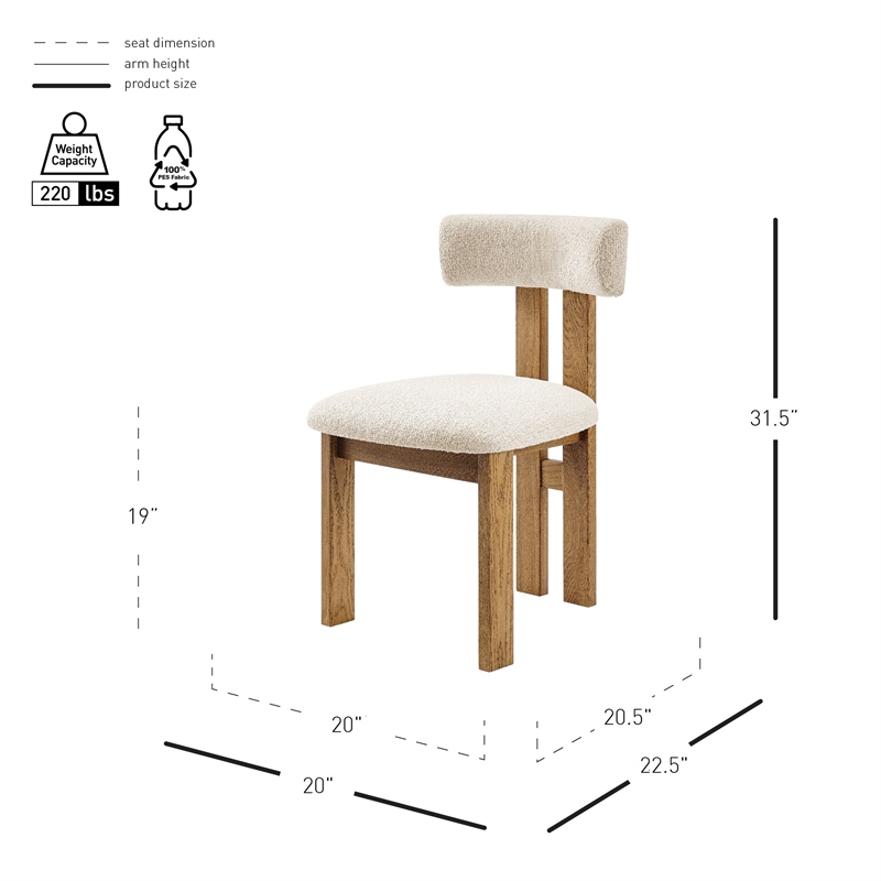NPD Furniture Hailey Fabric Dining Side Chair in Palladian Beige(Set of 2)