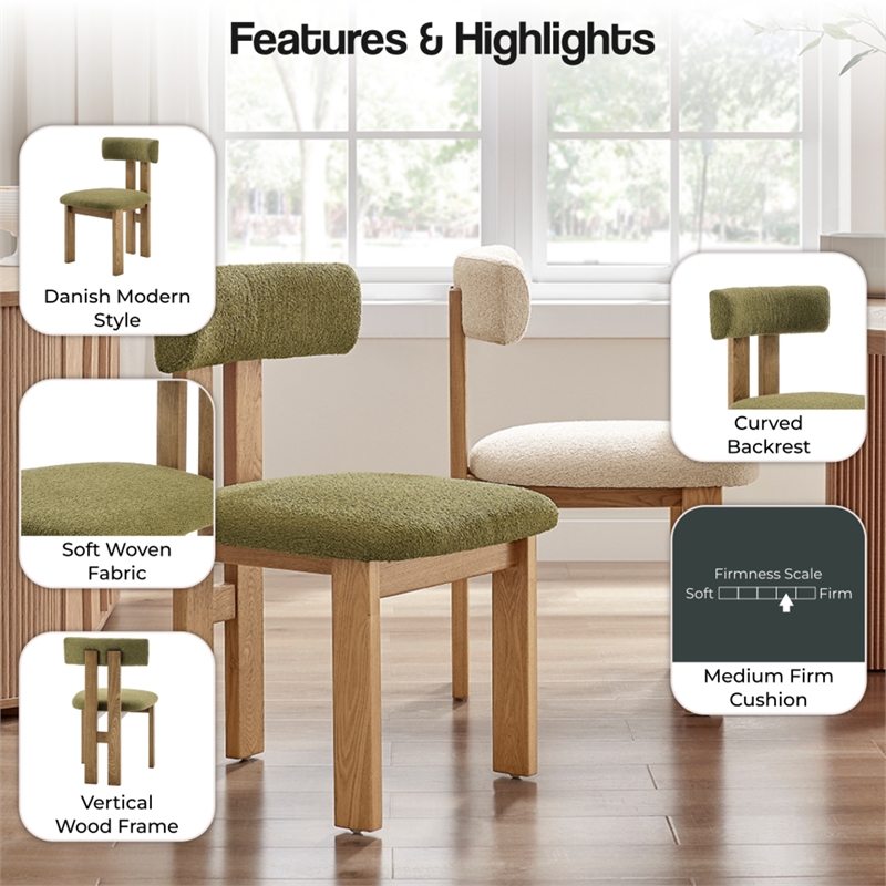 NPD Furniture Hailey Fabric Dining Side Chair in Palladian Green(Set of 2)