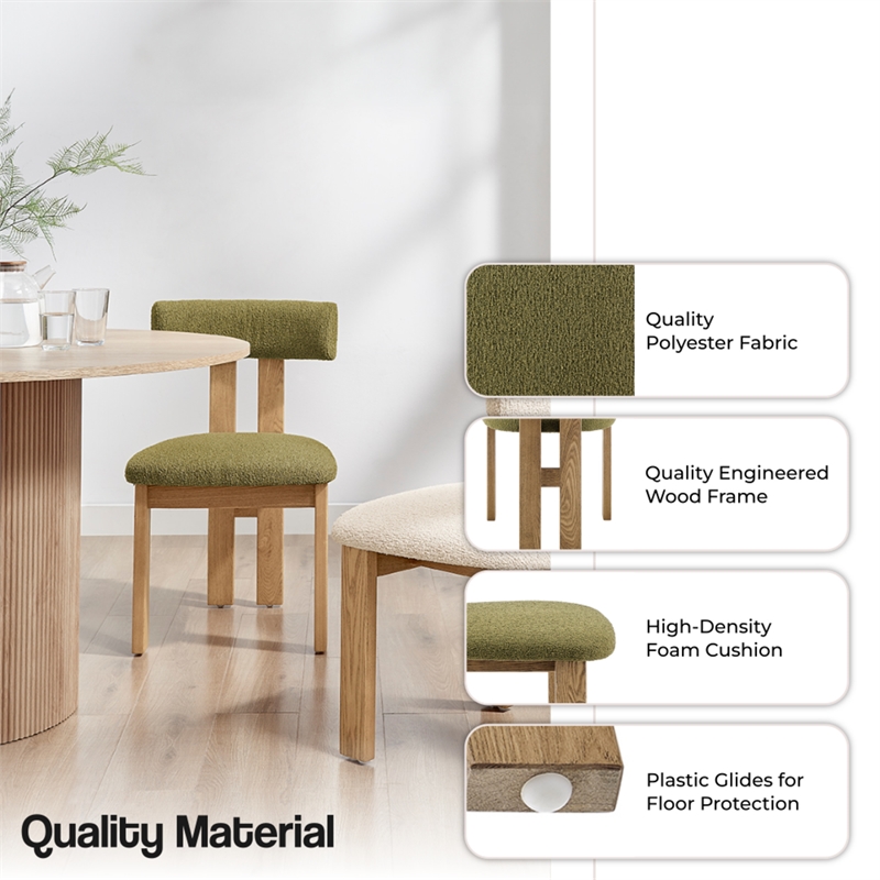 NPD Furniture Hailey Fabric Dining Side Chair in Palladian Green(Set of 2)