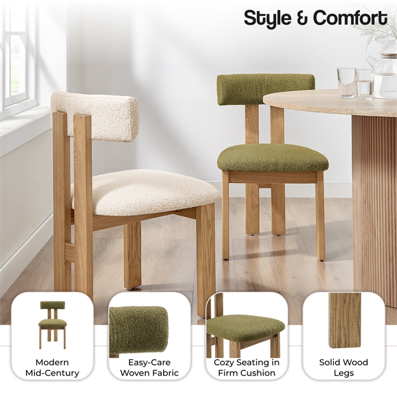 NPD Furniture Hailey Fabric Dining Side Chair in Palladian Green(Set of 2)