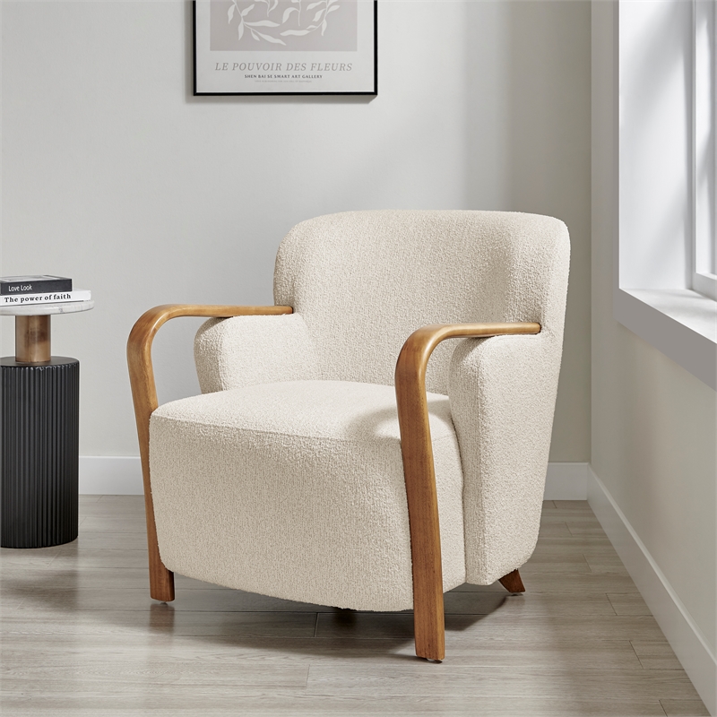 NPD Furniture Tania Fabric Accent Arm Chair in Palladian Beige