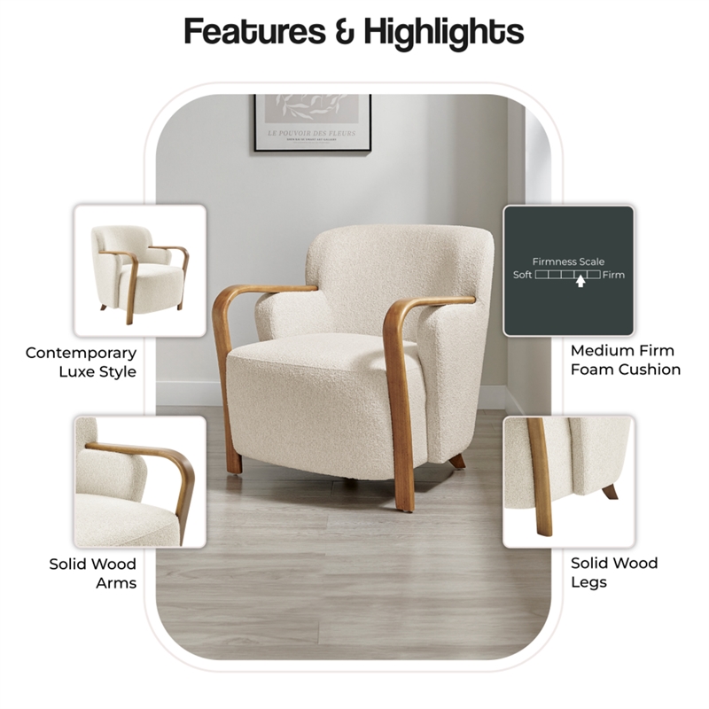 NPD Furniture Tania Fabric Accent Arm Chair in Palladian Beige