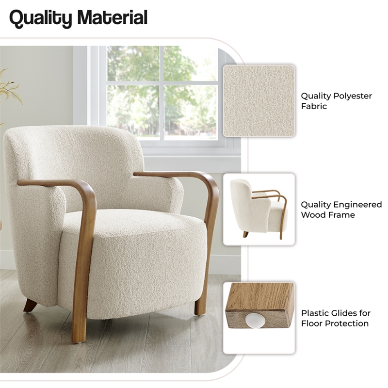 NPD Furniture Tania Fabric Accent Arm Chair in Palladian Beige