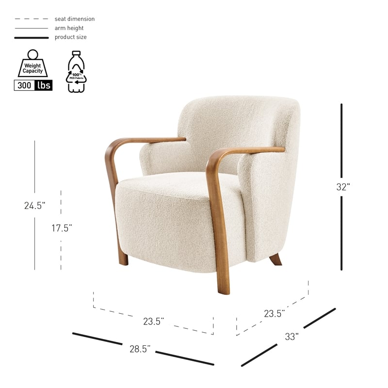 NPD Furniture Tania Fabric Accent Arm Chair in Palladian Beige