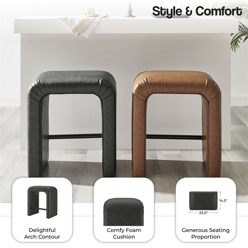 NPD Furniture Jovanka Faux Leather Counter Stool in Vintage Midnight