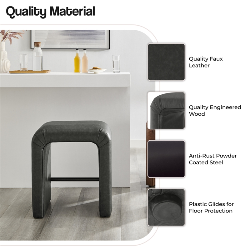 NPD Furniture Jovanka Faux Leather Counter Stool in Vintage Midnight