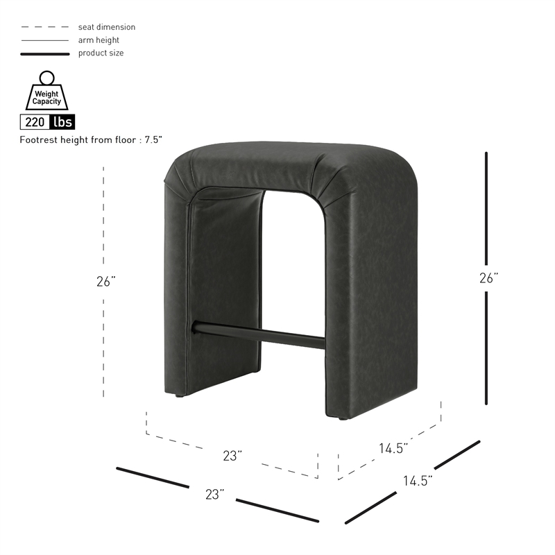 NPD Furniture Jovanka Faux Leather Counter Stool in Vintage Midnight