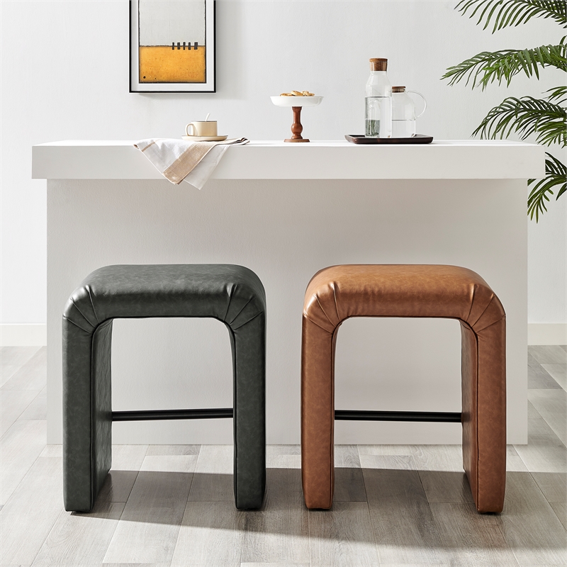 NPD Furniture Jovanka Faux Leather Counter Stool in Vintage Midnight