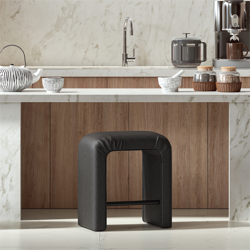 NPD Furniture Jovanka Faux Leather Counter Stool in Vintage Midnight
