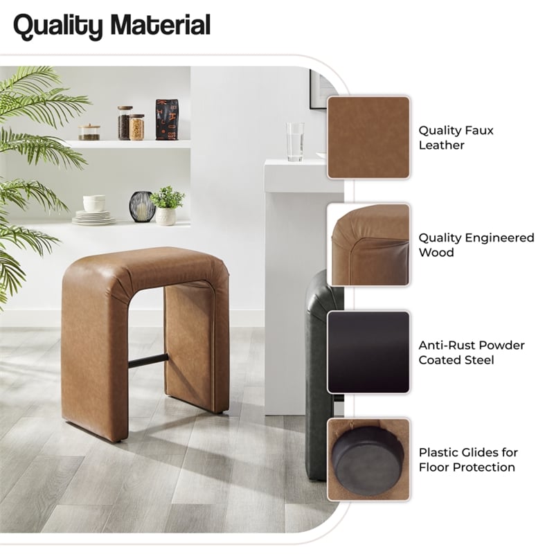 NPD Furniture Jovanka Faux Leather Counter Stool in Vintage Cider