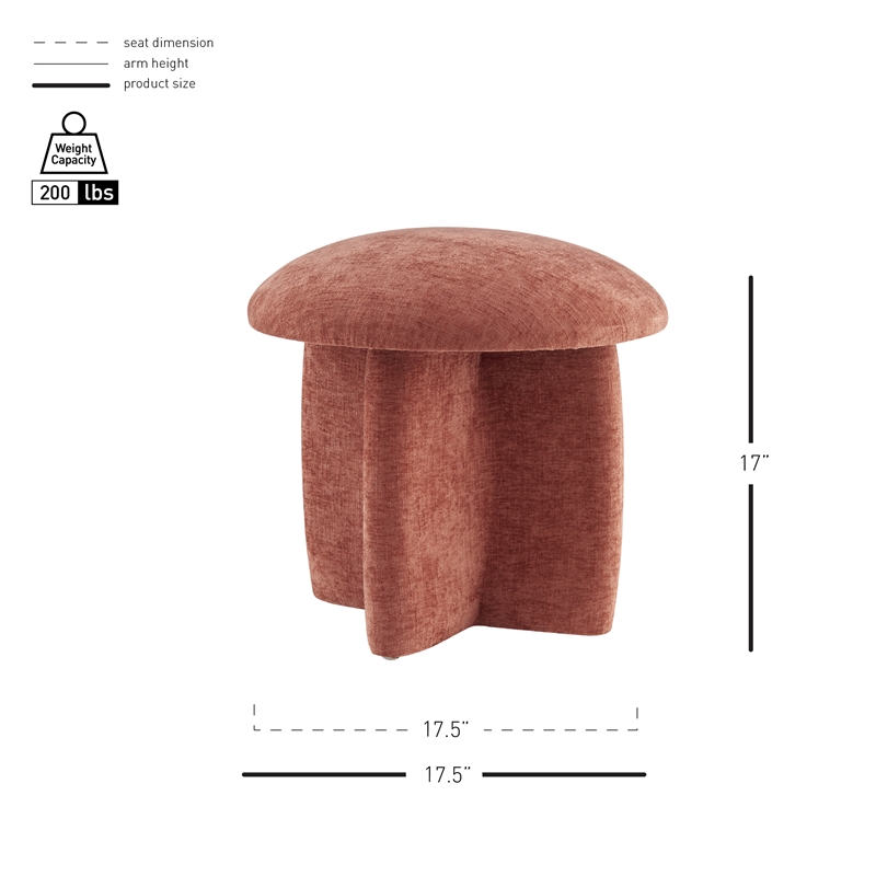 New Pacific Direct Cielo Fabric Ottoman in Millburry Coral