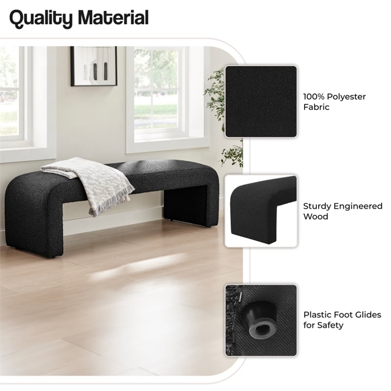 NPD Furniture Vioreen Modern Fabric Bench in Stanton Black