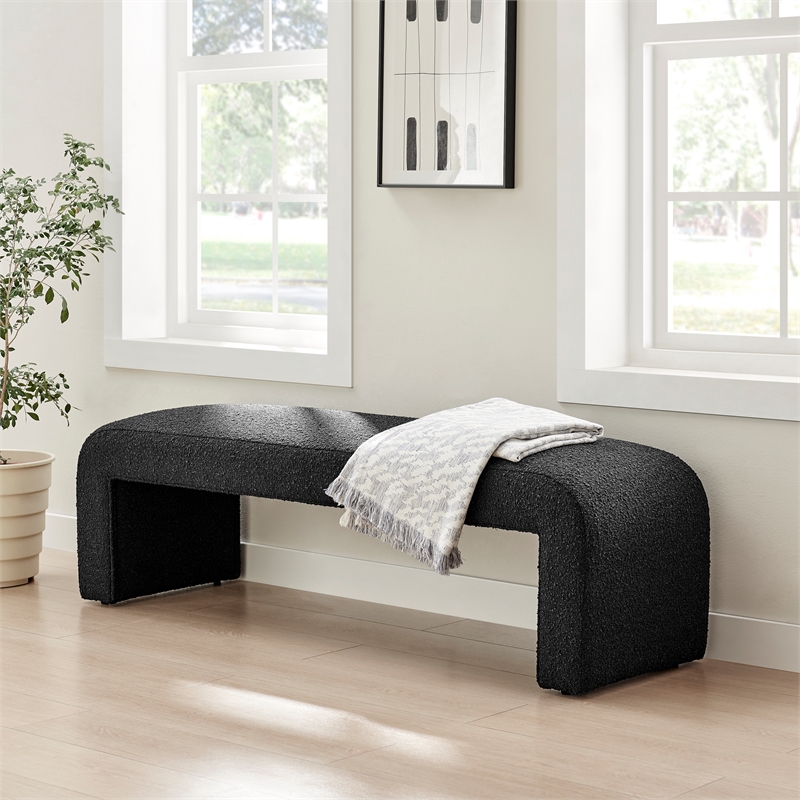 NPD Furniture Vioreen Modern Fabric Bench in Stanton Black
