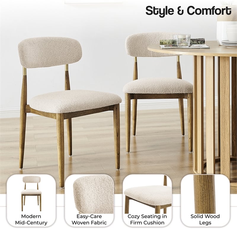 NPD Furniture Verna Fabric Dining Side Chair in Palladian Beige (Set of 2)