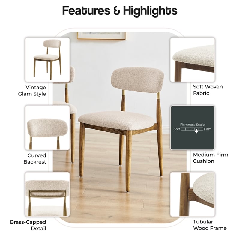 NPD Furniture Verna Fabric Dining Side Chair in Palladian Beige (Set of 2)