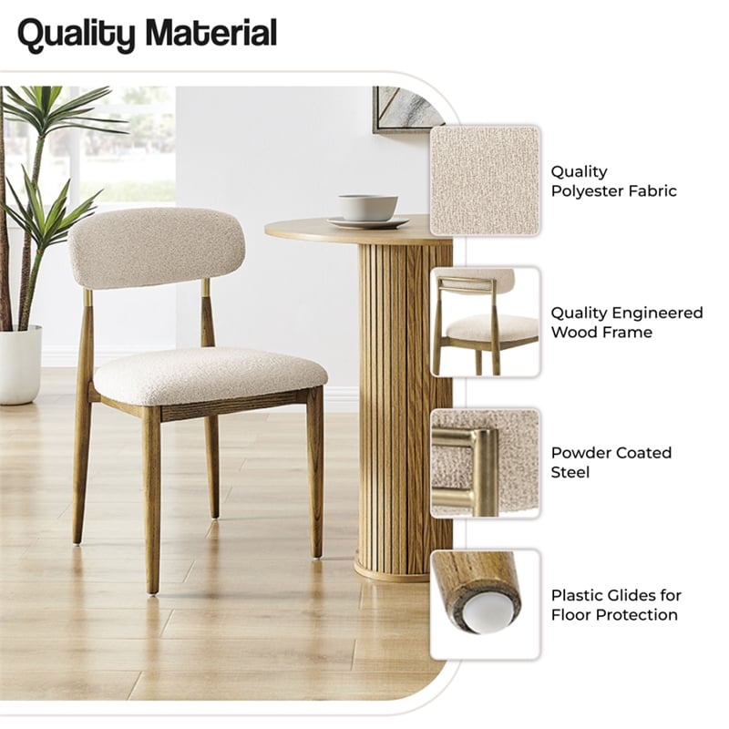NPD Furniture Verna Fabric Dining Side Chair in Palladian Beige (Set of 2)