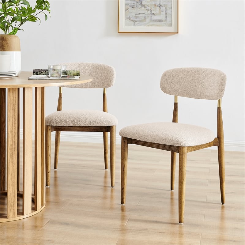 NPD Furniture Verna Fabric Dining Side Chair in Palladian Beige (Set of 2)