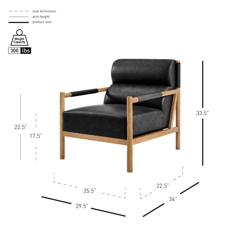 NPD Furniture Olsen Faux Leather Accent Arm Chair in Casa Black