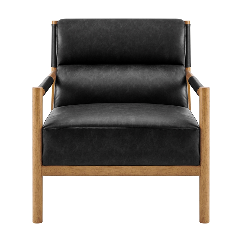 NPD Furniture Olsen Faux Leather Accent Arm Chair in Casa Black