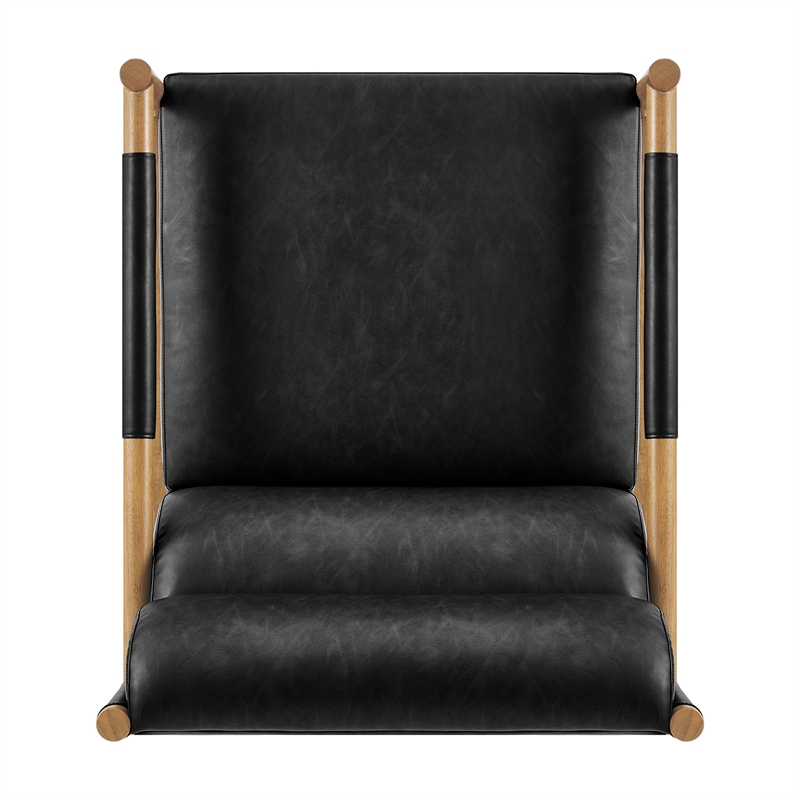NPD Furniture Olsen Faux Leather Accent Arm Chair in Casa Black