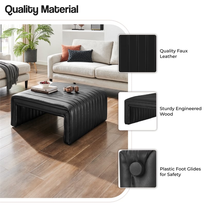 NPD Furniture Atkinson Faux Leather Coffee Table in Black