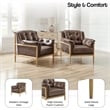 NPD Furniture Larry Faux Leather Tufted Accent Arm Chair in Casa Brown