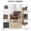 NPD Furniture Larry Faux Leather Tufted Accent Arm Chair in Casa Brown
