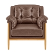 NPD Furniture Larry Faux Leather Tufted Accent Arm Chair in Casa Brown