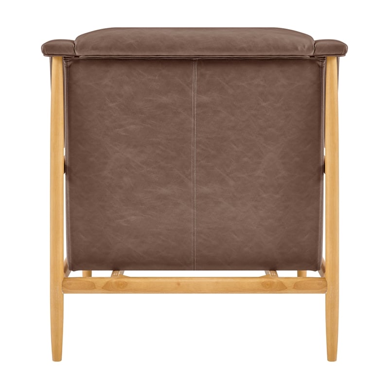 NPD Furniture Larry Faux Leather Tufted Accent Arm Chair in Casa Brown