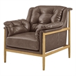 NPD Furniture Larry Faux Leather Tufted Accent Arm Chair in Casa Brown