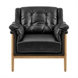 NPD Furniture Larry Faux Leather Tufted Accent Arm Chair in Casa Black