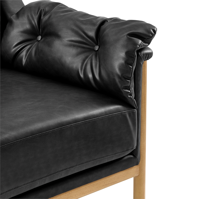 NPD Furniture Larry Faux Leather Tufted Accent Arm Chair in Casa Black