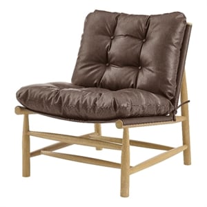 NPD Furniture Oswald Faux Leather Tufted Accent Chair in Casa Brown